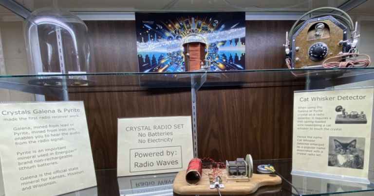 Listen to raw radio power broadcast using this crystal radio set. No batteries, no electricity needed..