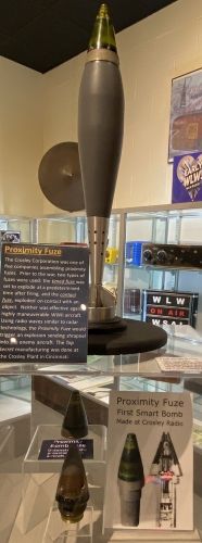 Crosley built the second best kept secret in WWII - The Proximity Fuze - World's first smart bomb.