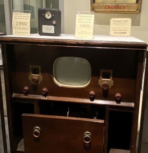 Crosley was the first to introduce the entertainment center concept with this TV/Record player combination.