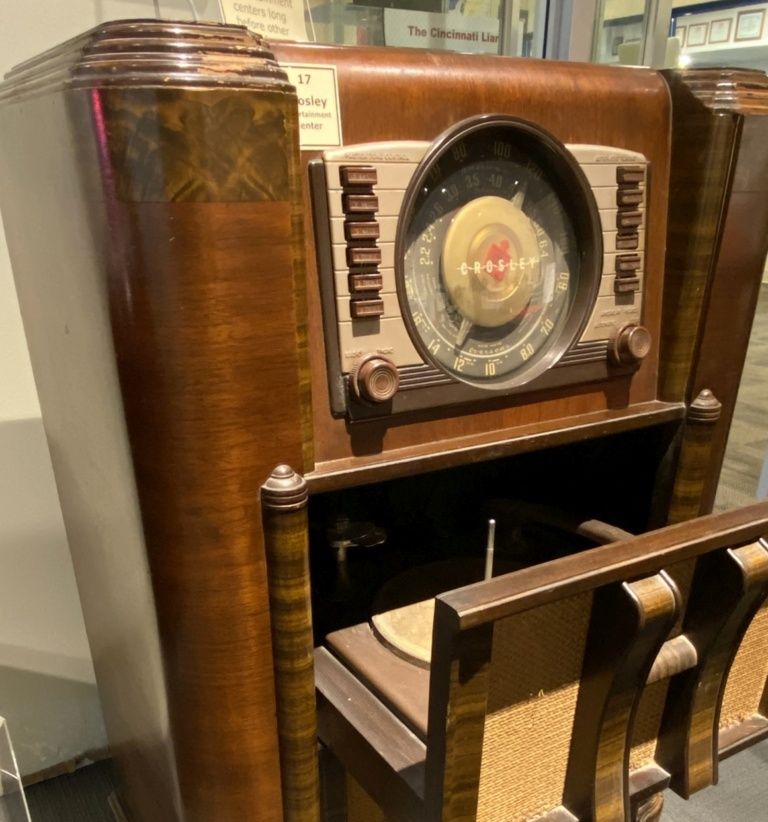 Crosley was the first to introduce the entertainment center concept with this Radio/Record player combination.