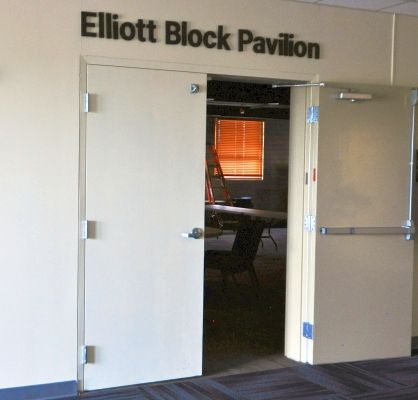 Block Pavilion to your left at entrance