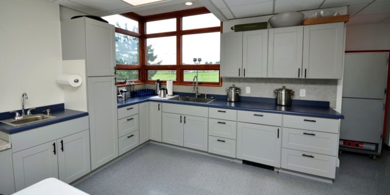 Modern prep area, catering friendly.