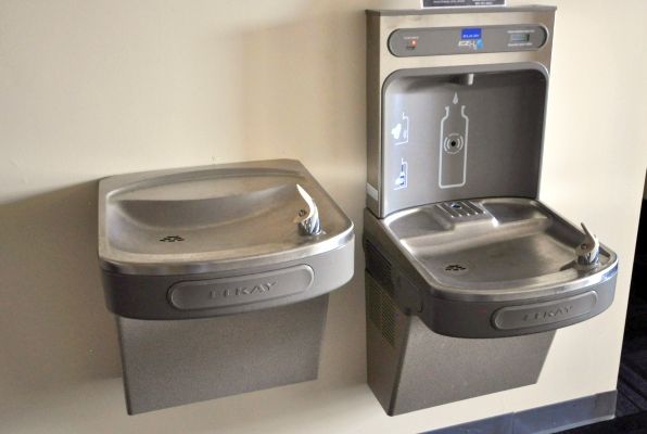 Water fountains.